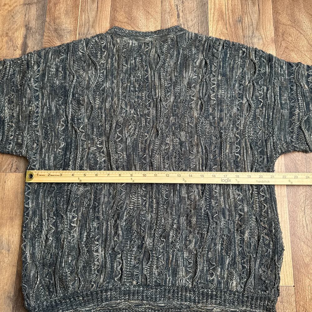 J Ferrar Coogi Style Sweater Men's Medium Gray Crew Neck Textured‎ Knit 6493 - Picture 6 of 9